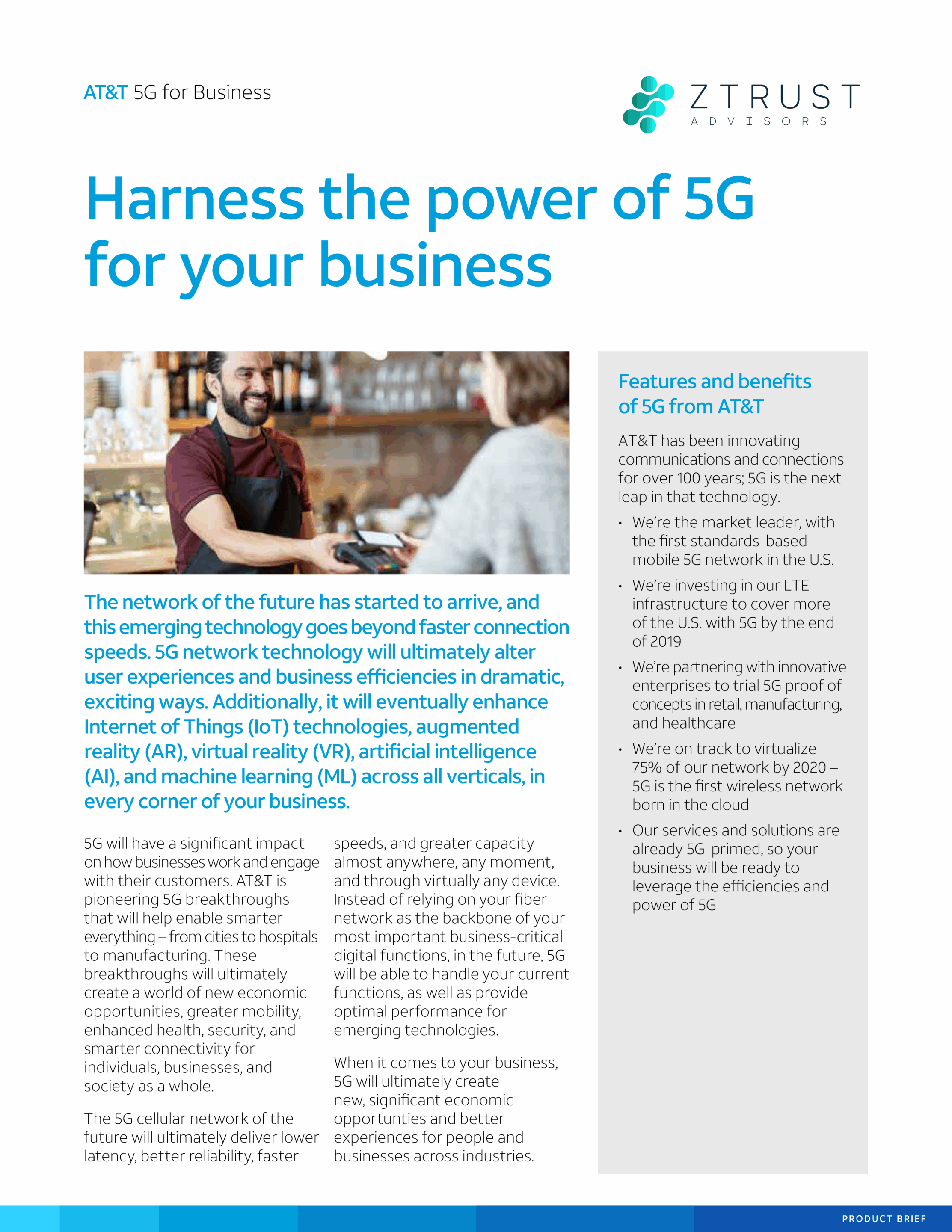 AT&T brochure: Harness 5G power for your business.